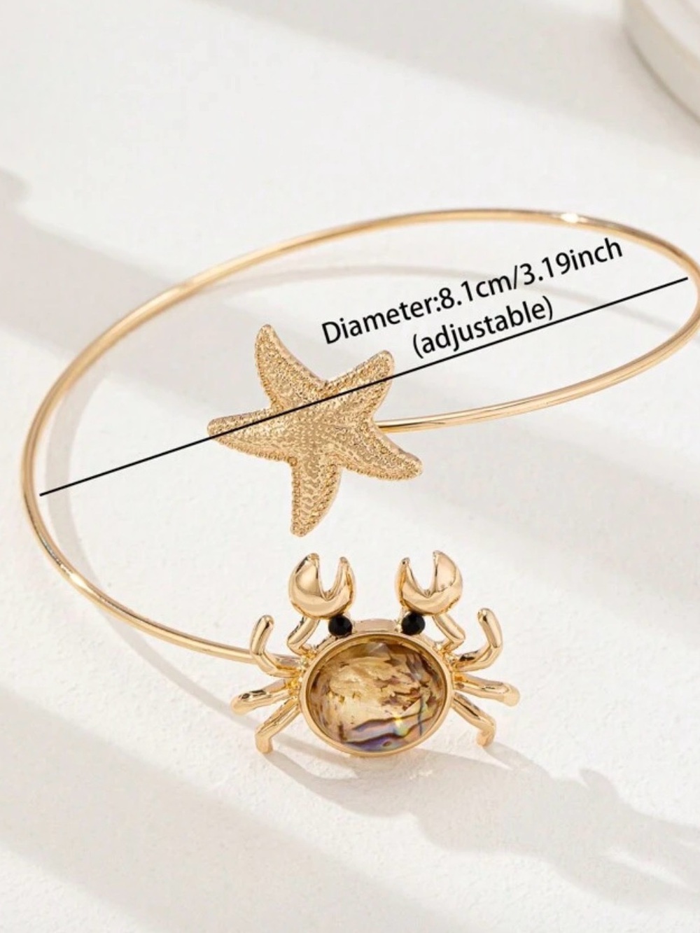 Anthropologie Gold Starfish and Crab Cuff Bracelet - Gold - Picture 3 of 3